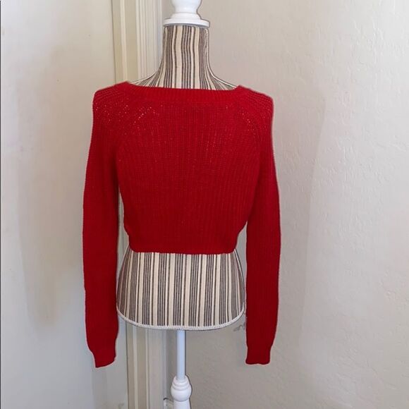 Express Red Knit Cropped Pullover Sweater Feminine Casual Cozy Vibrant - Picture 3 of 9